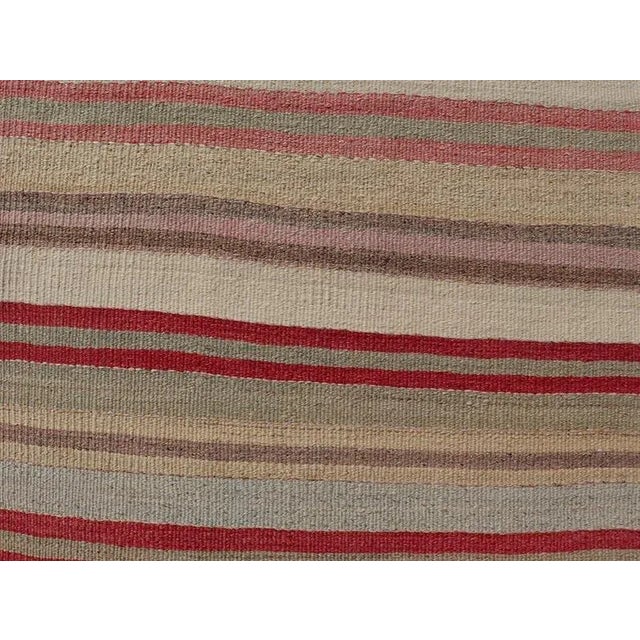 Mid 20th Century Colorful Vintage Turkish Kilim Runner With Stripes and Multi Colors For Sale - Image 10 of 12