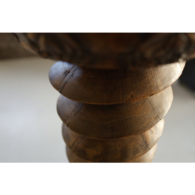 19th-Century French Carved Wine Press Screw Pedestal, 1890 For Sale - Image 3 of 18