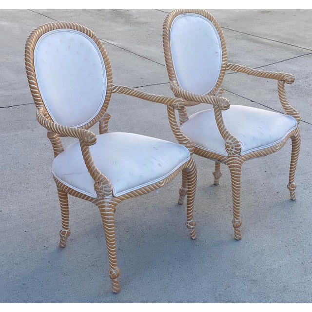 Faux Bois Rope Arm Chairs Chairish