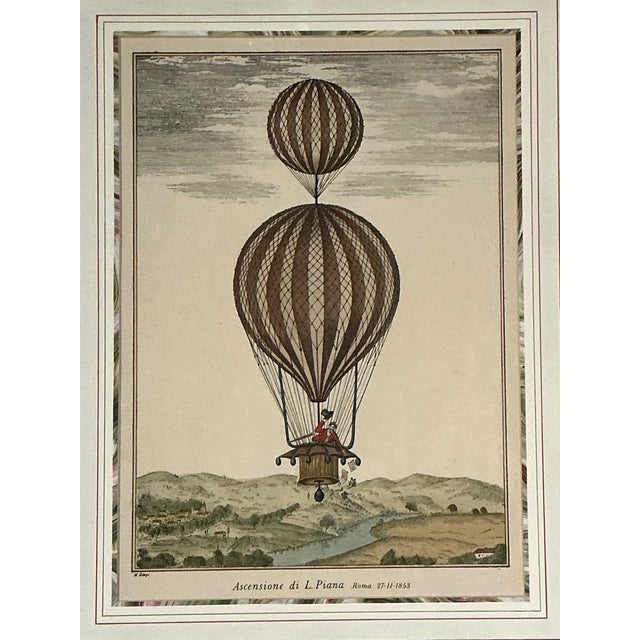 Tan Vintage Framed Hot Air Balloon Prints - Pair For Sale - Image 8 of 12