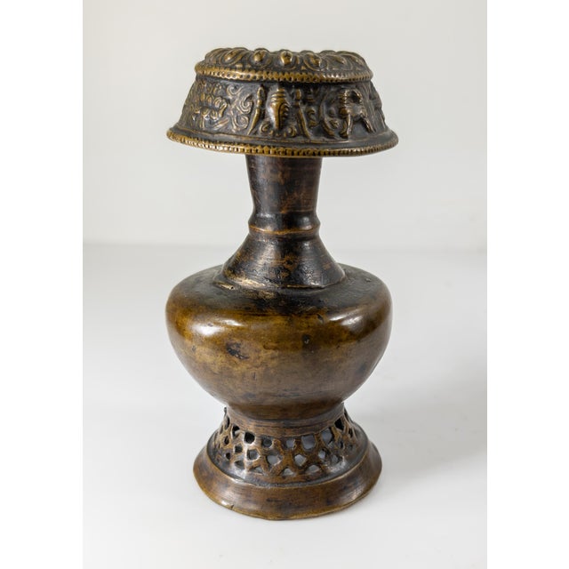 19th or 20th Century Chinese Tibetan Bronze Ewer Pitcher With Buddhist Emblems For Sale In New York - Image 6 of 12