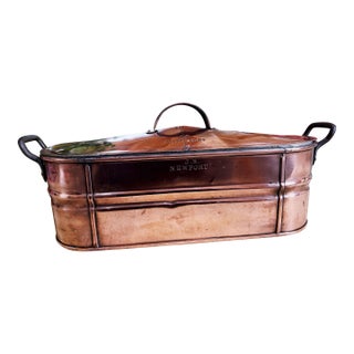 Antique Duparquet Copper Fish Poacher Stamped “Js Newport” For Sale