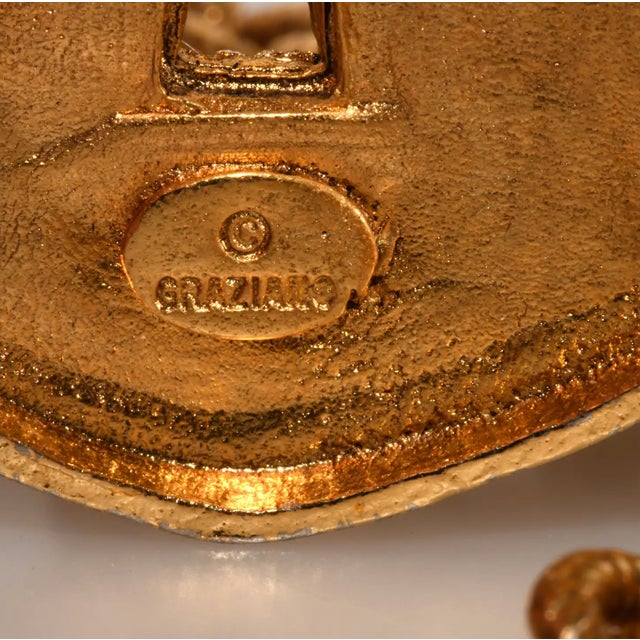 1990s Vintage Graziano Heart Lock Necklace Gold-Plated For Sale - Image 5 of 5