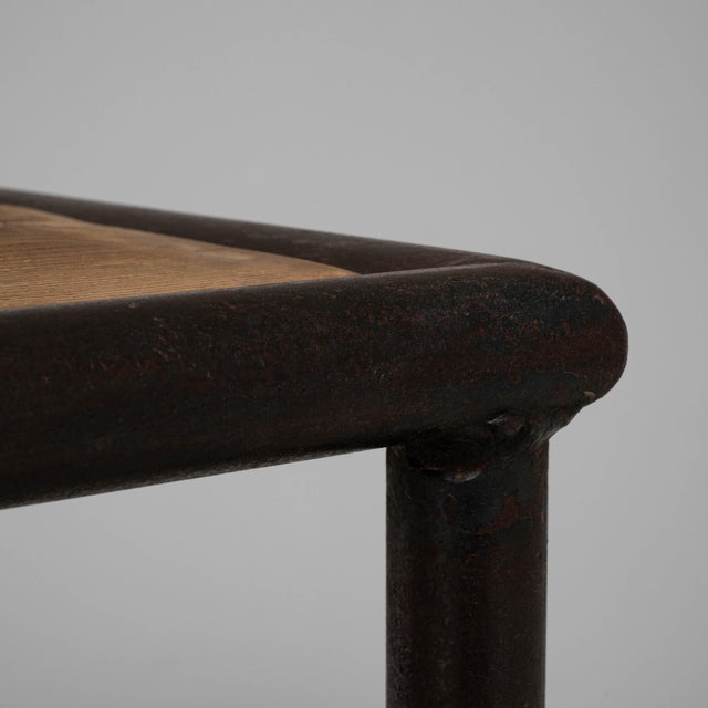 20th Century French Industrial Wooden Table On Metal Base For Sale In Greensboro - Image 6 of 18