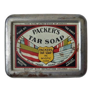 Metal Nautical Packers Tar Soap Tin From Mystic, Connecticut For Sale