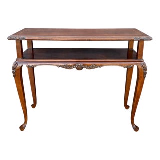 1950s French Louis XV Style Carved Console Table with Cabriolé Legs For Sale