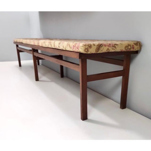 Vintage Entryway Set of Wall Mirror, Walnut Console and Bench, Italy, 1959, Set of 3 For Sale - Image 11 of 18