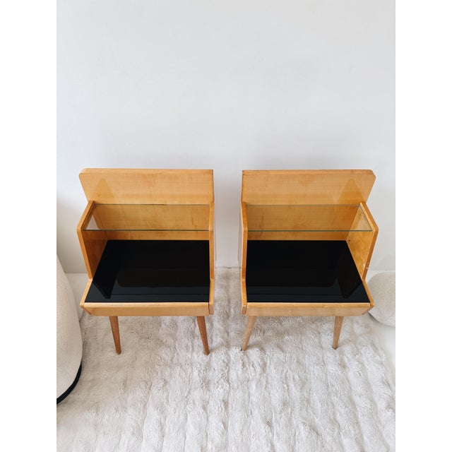Black Mid-Century Modern Nightstands attributed to Jitona Soběslav, Czechoslovakia, 1960s, Set of 2 For Sale - Image 8 of 17