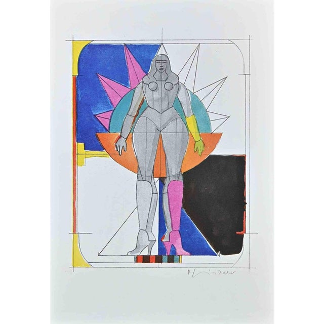 Helios In Boots In Colors is a mixed media artwork realized by Richard Lindner in the 1970s. Pencil and watercolor on...