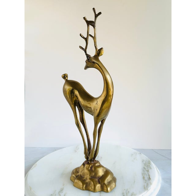 Mid-Century Modern Deco Style Mid-Century Brass Deer Figure For Sale - Image 3 of 8