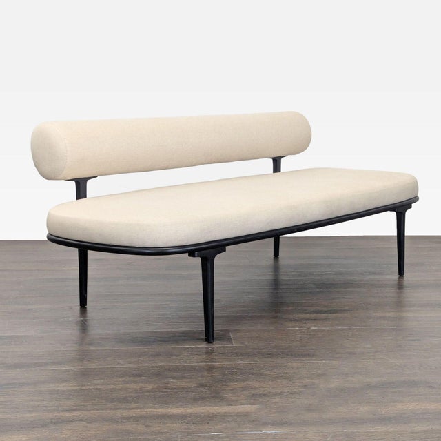 Modern Cb2 Vita Modern Cream Upholstered Sofa With Black Metal Legs For Sale - Image 3 of 9