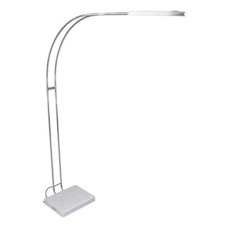 Gesto Terra Arc Floor Lamp in Marble and Chromed Metal by Bruno Gecchelin for Skipper, 1970s For Sale