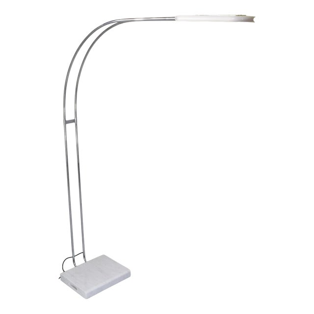Gesto Terra Arc Floor Lamp in Marble and Chromed Metal by Bruno Gecchelin for Skipper, 1970s For Sale