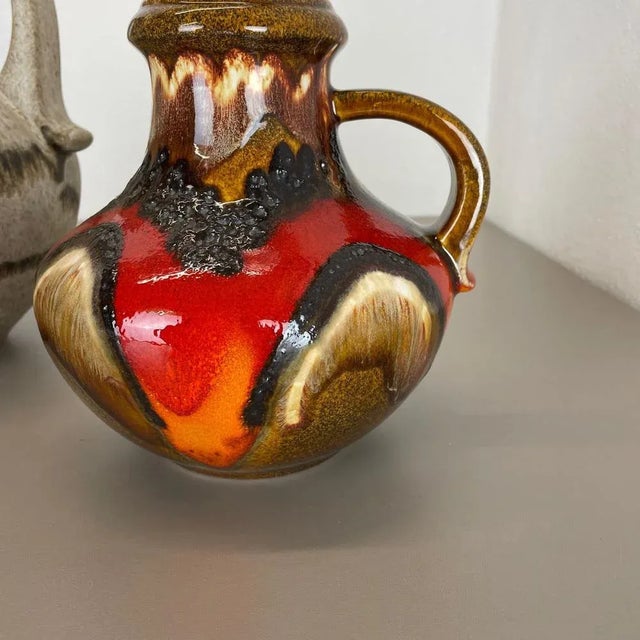 Multi-Color Pottery Fat Lava Vases from Scheurich, Germany, 1970s, Set of 2 For Sale - Image 9 of 18