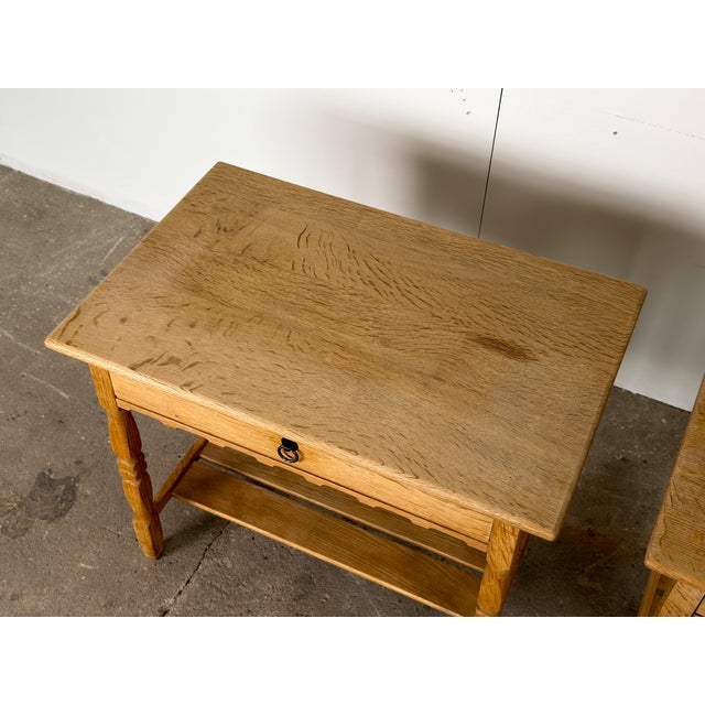 Scandinavian Modern Oak Side Tables by Henning Kjærnulf, 1960s, Set of 2 For Sale - Image 9 of 11