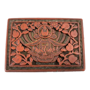 20th Century Chinese Imperial Three Color Cinnabar Lacquer 'Chun' Spring Box