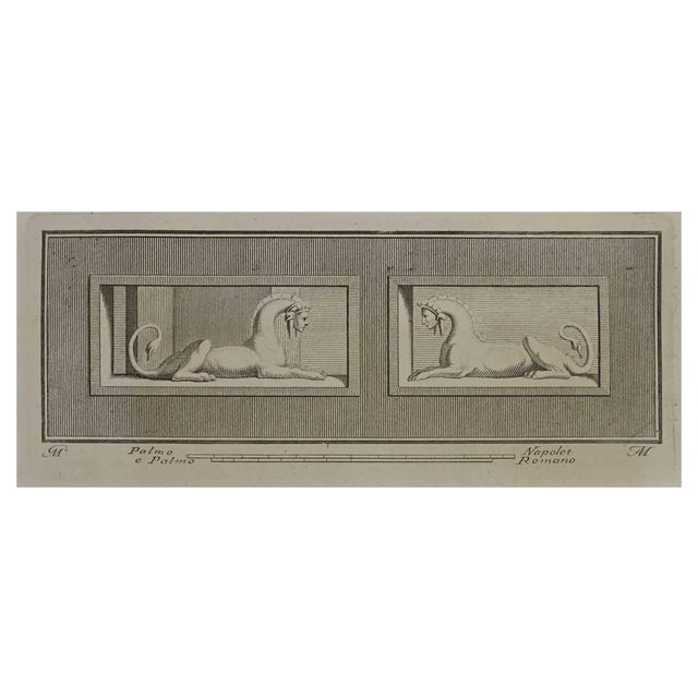 Giovanni Morghen, Ancient Roman Fresco Herculaneum, Etching, 18th Century For Sale