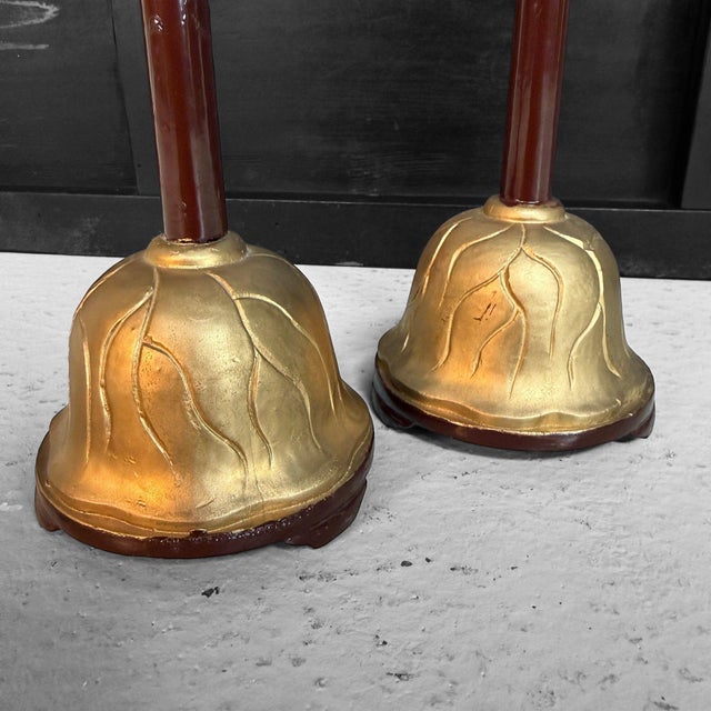 Contemporary Japanese Meiji Buddhist Candlesticks, 1910s, Set of 2 For Sale - Image 3 of 11
