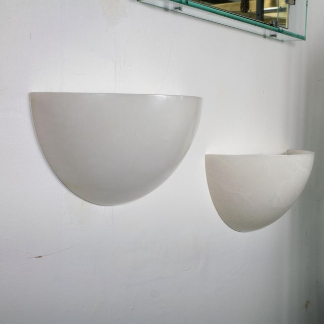Pair of Art Deco inspired Spanish alabaster sconces For Sale - Image 4 of 10