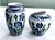 Vintage Mid-Century Chinese porcelain vases. Hand-painted with vibrant blue irises and green leaves against white...