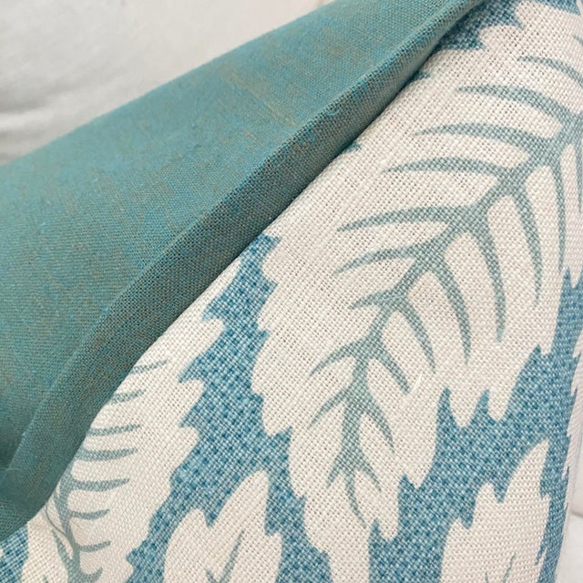 Aqua / Aqua Green Leaf Print Down Filled 36” Pillow For Sale - Image 6 of 6