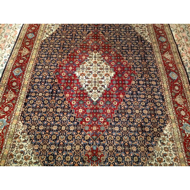 Antique Persian Tabriz Area Rug. Hand-Knotted Wool, Herati Geometric Pattern, Navy & Red, 6x10 For Sale - Image 14 of 16