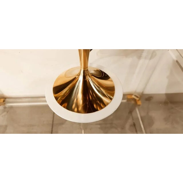 Mid-Century Modern Brass Light with Oval Glass and White Disk For Sale - Image 3 of 7