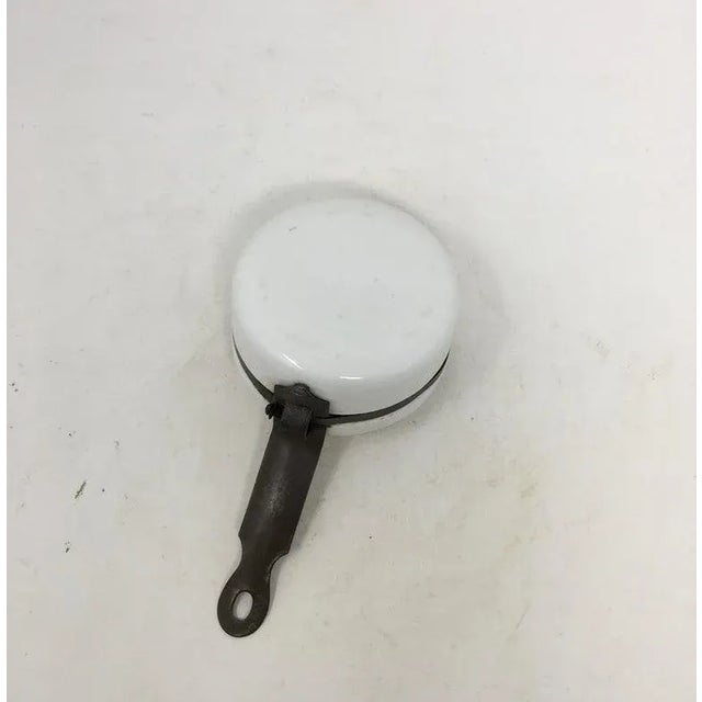 White Small Porcelain and Metal Sauce Pan For Sale - Image 8 of 9