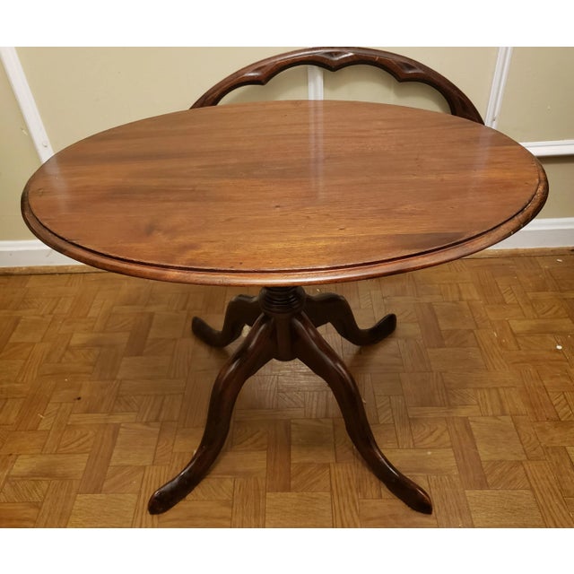 Wood 1940s Georgian Style Mahogany Tray Top Pedestal Table For Sale - Image 7 of 11