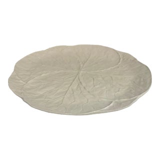 Antique Large White Majolica Style Cabbage Plate For Sale