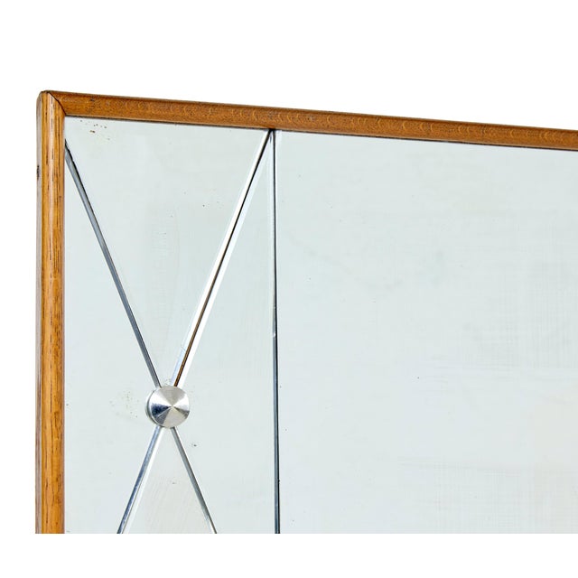 Swedish Oak Framed Harlequin Mirror by Glas & Tra, 1960 For Sale - Image 4 of 7