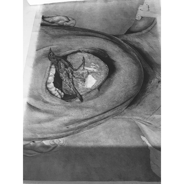 I created Feathered Tongue using graphite and charcoal to explore the power of the things we say and the things we keep...