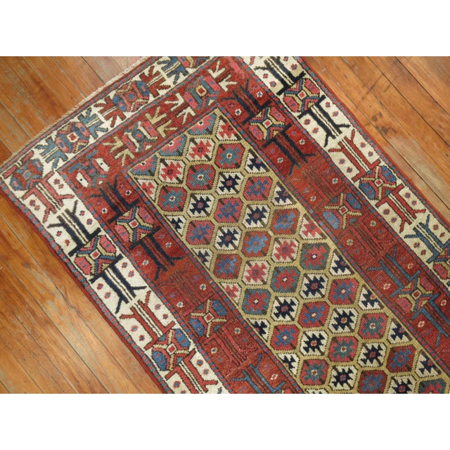 20th Century Tribal Geometric Antique Persian Kurdish Runner For Sale - Image 4 of 6