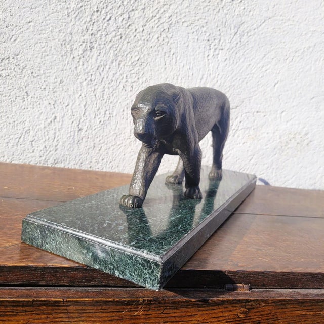 20th Century Art Deco Bronze & Marble Panther, 1920s For Sale - Image 8 of 18
