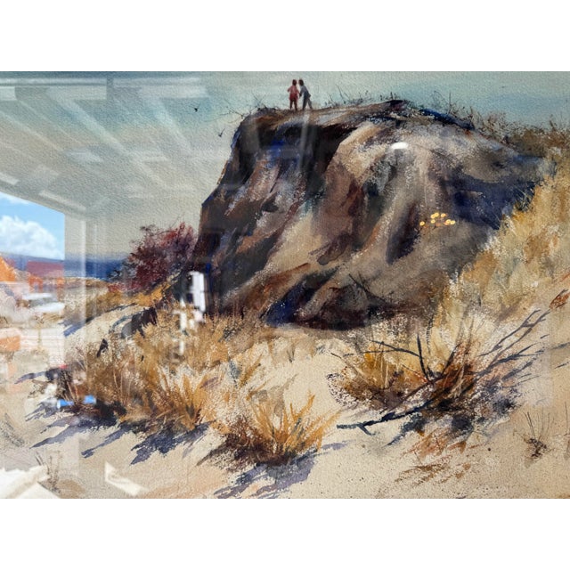 Coastal Vintage Sherman Coastal Landscape Watercolor Painting, Framed For Sale - Image 3 of 11
