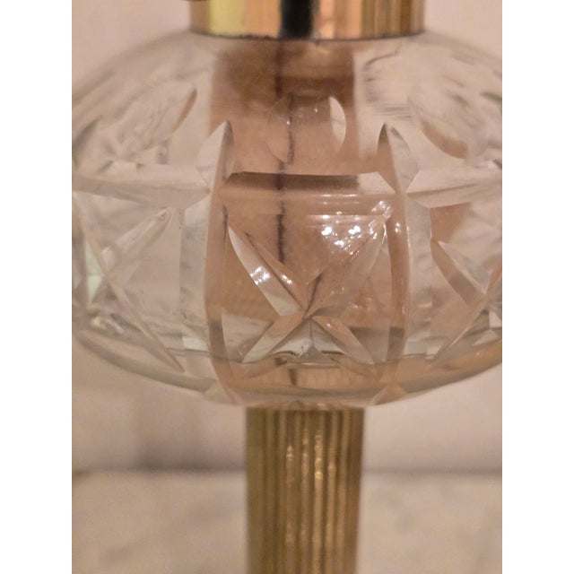 Pair of beautiful brass oil lamps with glass bowls. Working. No chips or cracks.