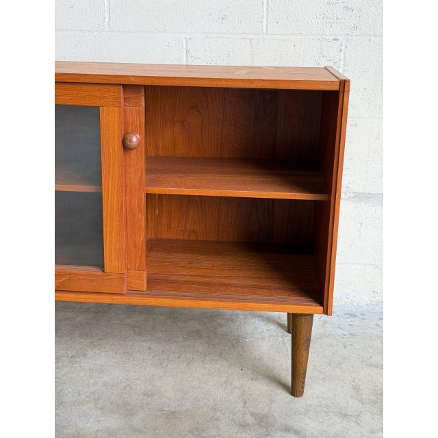 Vintage Danish Teak Display Cabinet With Sliding Glass Doors 1960s For Sale - Image 10 of 10