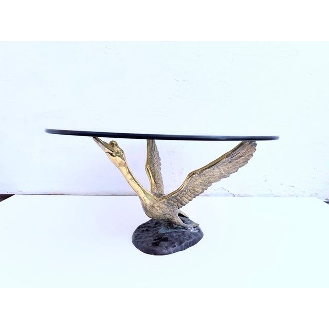 Hollywood Regency Hollywood Regency Swan Metal Coffee Table, 1960s For Sale - Image 3 of 16