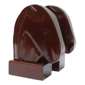 1950s Carved Solid Mahogany Horse Head Bookends- a Pair