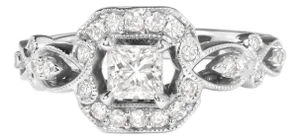 14K White Gold Diamond 3/4 Cttw Diamond Halo Style and Woven Shank Engagement Ring (G-H Color, VS2-SI1 Clarity) - Size 7