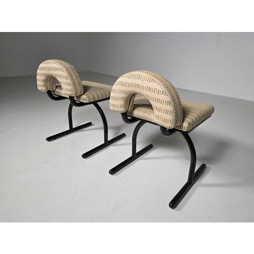 Chairs attributed to Saporiti from the 1980s, Constructed with a metal framework, these chairs ensure longevity and...