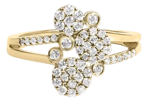 14K Yellow Gold Plated .925 Sterling Silver 1/2 Cttw Diamond Scatter Composite Bypass Ring (I-J Color, I1-I2 Clarity) - Size 5