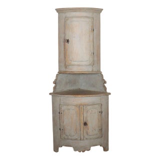 Swedish Bow Front Corner Cupboard For Sale