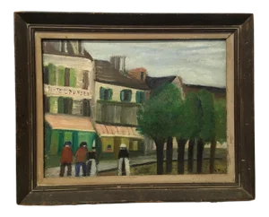 Early 20th Century Expressionist Style Landscape Oil Painting, Framed