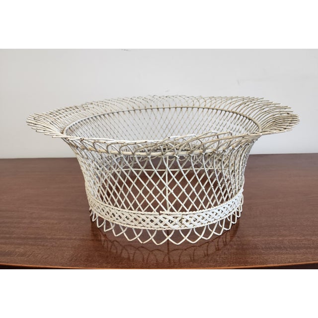 Antique White Antique 19th C. French Oval Wire Garden Basket or Planter For Sale - Image 8 of 18