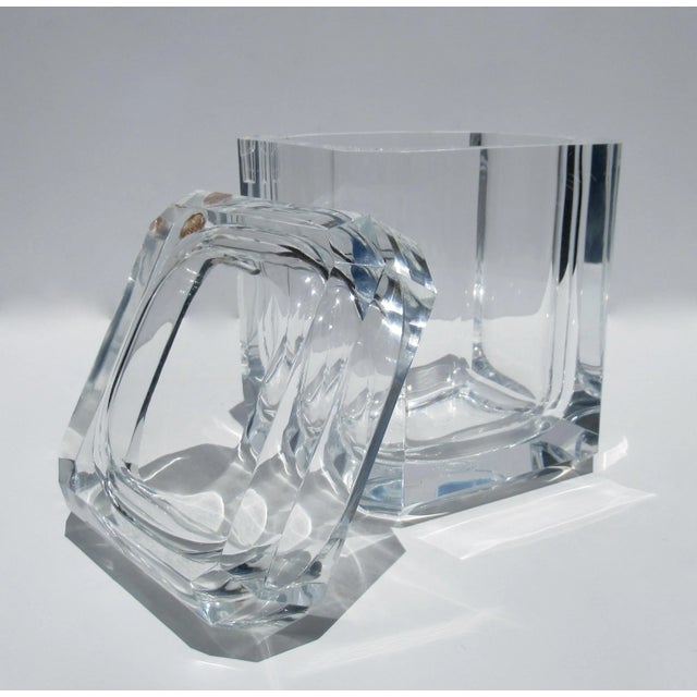 Transparent Vintage Mid-Century Modern Alessandro Albrizzi Lucite Square Faceted Ice Bucket For Sale - Image 8 of 13