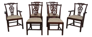 Set of 6 Baker Chippendale Carved Mahogany Dining Room Chairs