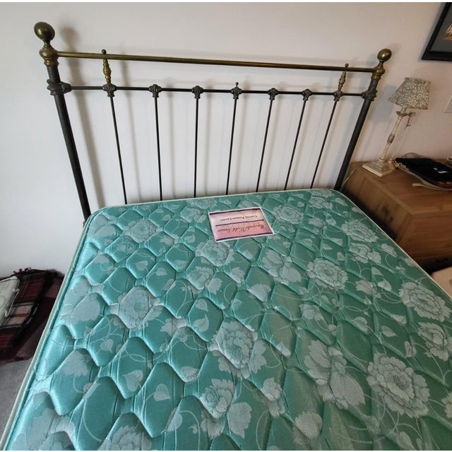 Metal Antique French 1890’s Cast Iron and Brass Full Size Bed Frame For Sale - Image 7 of 14