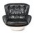 A one-piece molded shell, lacquered white, folded into a wraparound backrest and resting on a conical base. Inside, tufted...