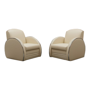 2-Piece Art Deco Streamline Moderne Seating Suite by Jaz — After Donald Deskey Royalchrome, c.1990s